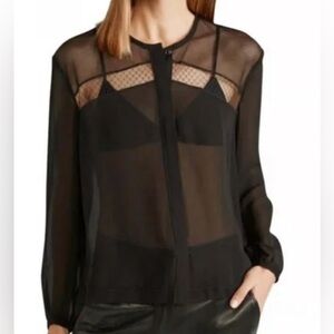 rag & bone Black Sheer Blouse